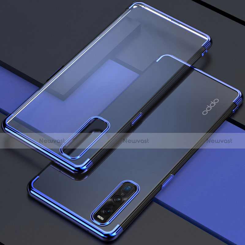 Ultra-thin Transparent TPU Soft Case Cover U01 for Oppo Find X2 Pro Blue