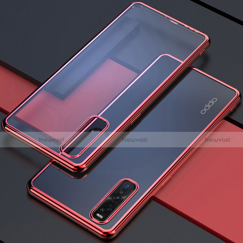 Ultra-thin Transparent TPU Soft Case Cover U01 for Oppo Find X2 Pro Red