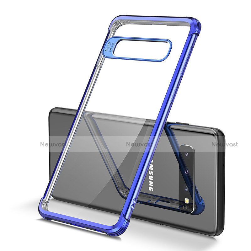 Ultra-thin Transparent TPU Soft Case Cover U05 for Samsung Galaxy S10 Plus Blue