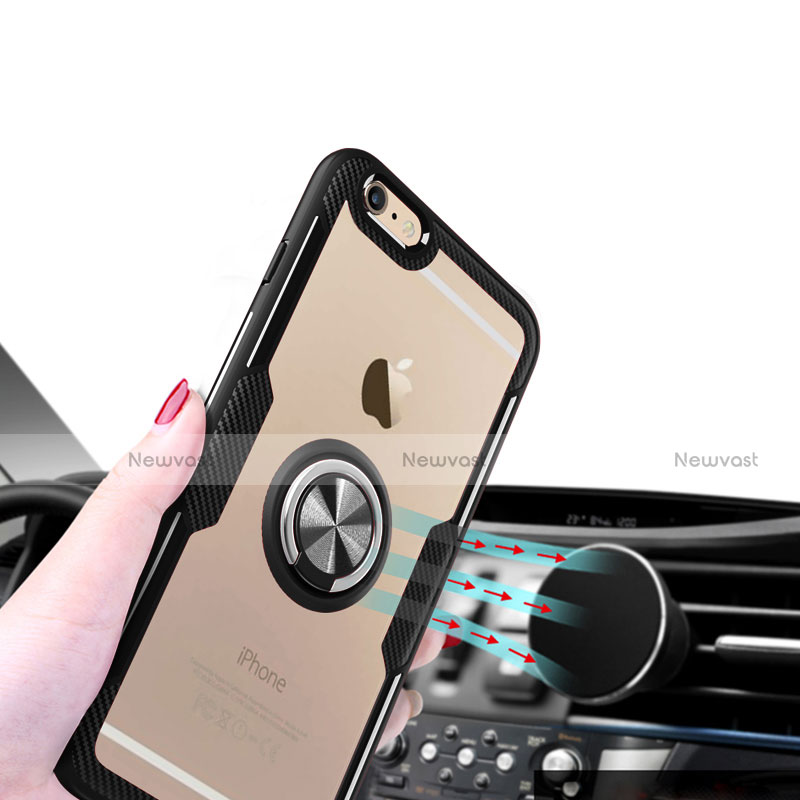 Ultra-thin Transparent TPU Soft Case Cover with Finger Ring Stand R01 for Apple iPhone 6