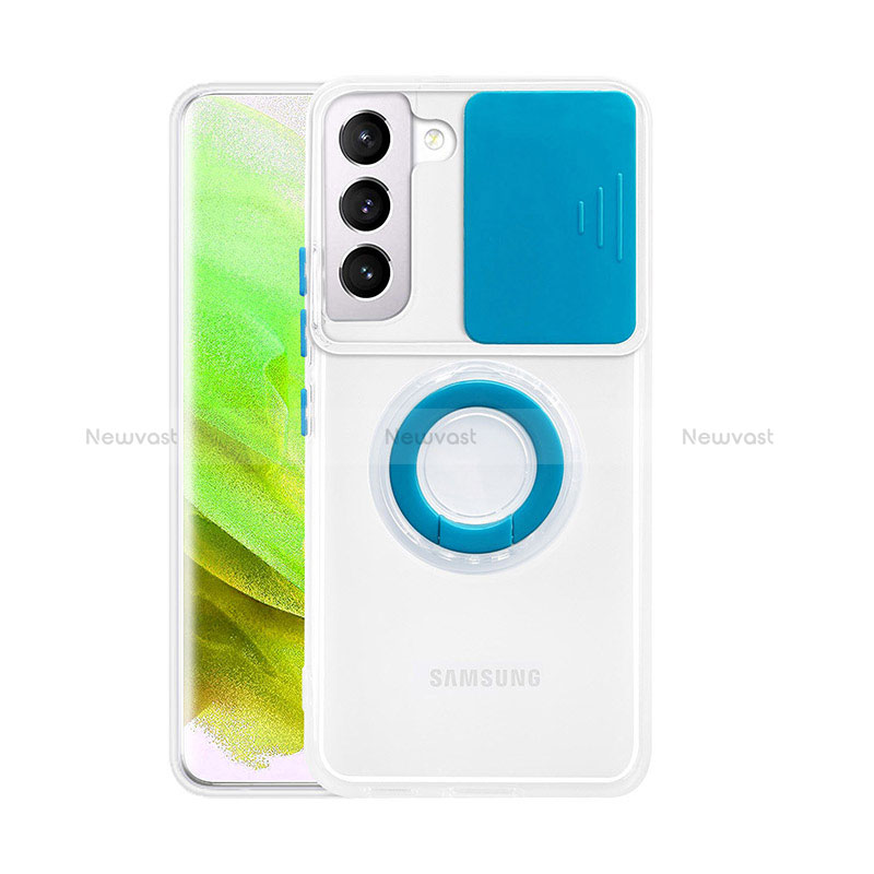 Ultra-thin Transparent TPU Soft Case Cover with Finger Ring Stand S01 for Samsung Galaxy S22 Plus 5G