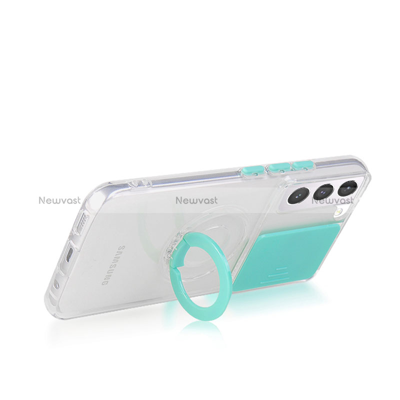 Ultra-thin Transparent TPU Soft Case Cover with Finger Ring Stand S01 for Samsung Galaxy S24 Plus 5G