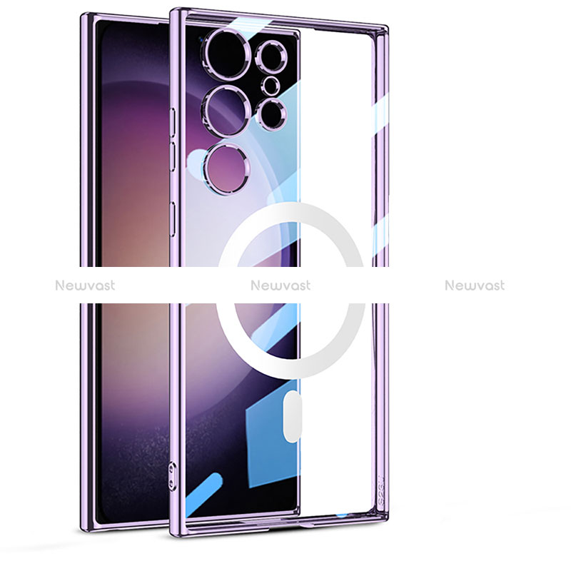 Ultra-thin Transparent TPU Soft Case Cover with Mag-Safe Magnetic AC1 for Samsung Galaxy S22 Ultra 5G Purple