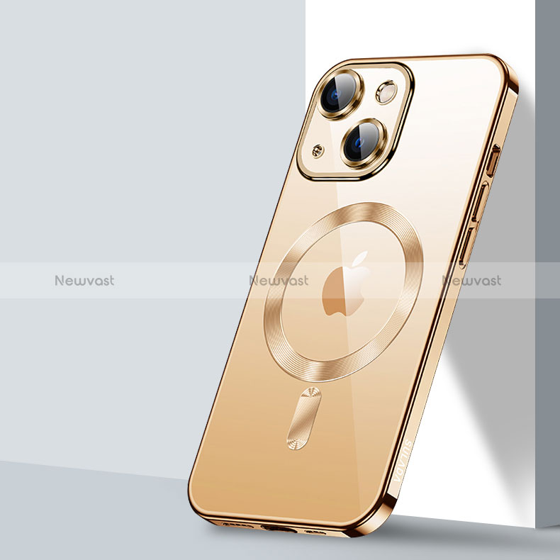 Ultra-thin Transparent TPU Soft Case Cover with Mag-Safe Magnetic LD2 for Apple iPhone 13 Gold