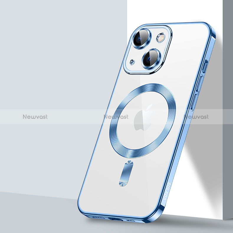 Ultra-thin Transparent TPU Soft Case Cover with Mag-Safe Magnetic LD2 for Apple iPhone 14 Blue