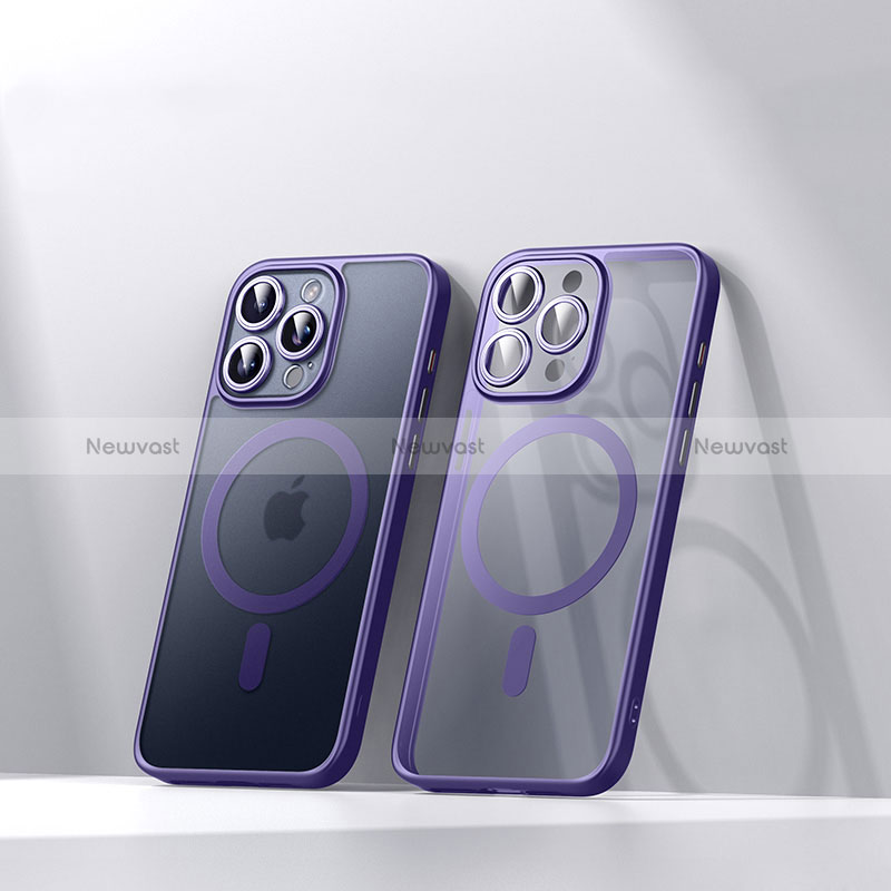Ultra-thin Transparent TPU Soft Case Cover with Mag-Safe Magnetic LD4 for Apple iPhone 14 Pro Purple