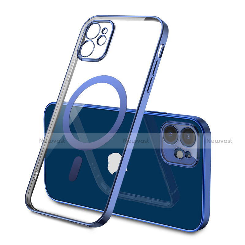 Ultra-thin Transparent TPU Soft Case Cover with Mag-Safe Magnetic M01 for Apple iPhone 12 Blue