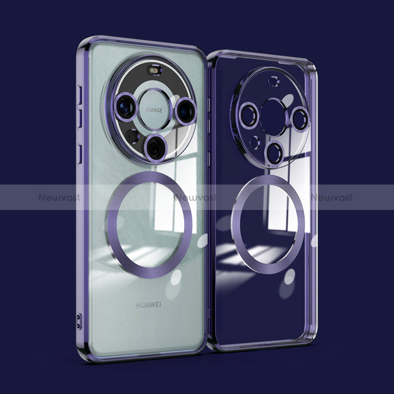 Ultra-thin Transparent TPU Soft Case Cover with Mag-Safe Magnetic P01 for Huawei Mate 60 Purple