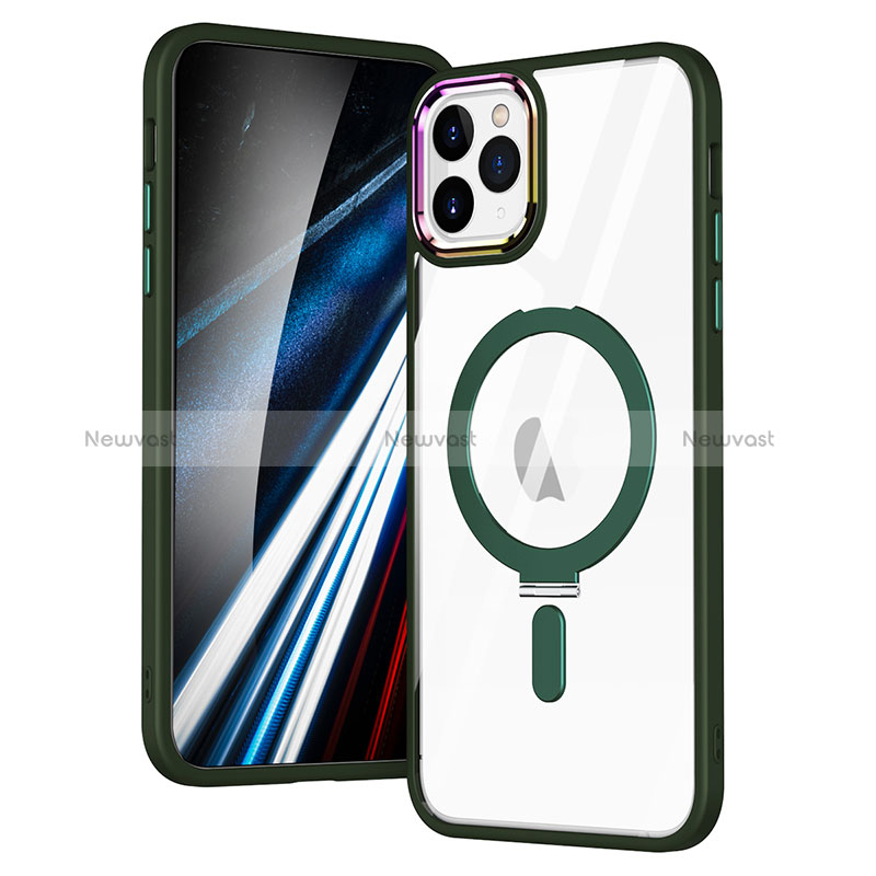 Ultra-thin Transparent TPU Soft Case Cover with Mag-Safe Magnetic SD1 for Apple iPhone 11 Pro Green