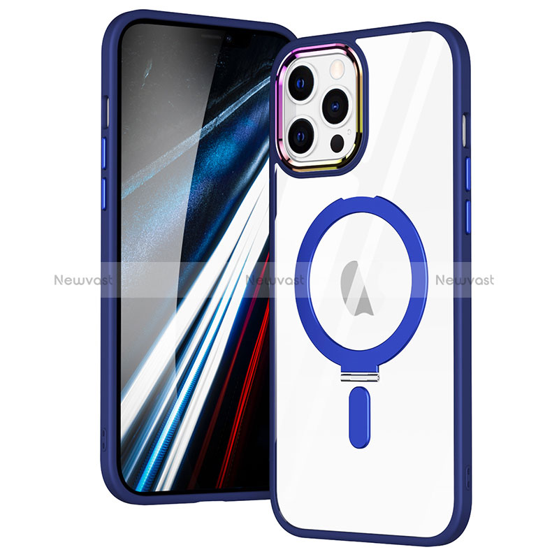 Ultra-thin Transparent TPU Soft Case Cover with Mag-Safe Magnetic SD1 for Apple iPhone 12 Pro Blue
