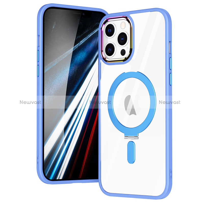 Ultra-thin Transparent TPU Soft Case Cover with Mag-Safe Magnetic SD1 for Apple iPhone 12 Pro Max Sky Blue