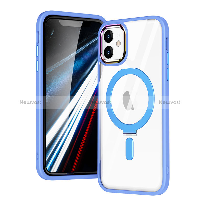 Ultra-thin Transparent TPU Soft Case Cover with Mag-Safe Magnetic SD1 for Apple iPhone 12 Sky Blue