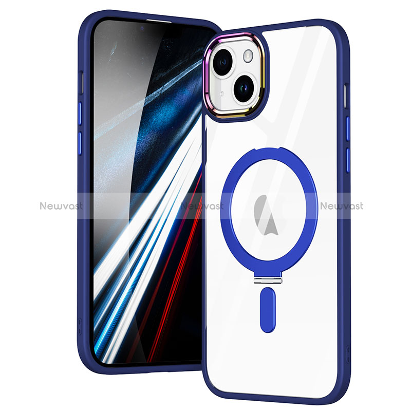 Ultra-thin Transparent TPU Soft Case Cover with Mag-Safe Magnetic SD1 for Apple iPhone 13 Blue