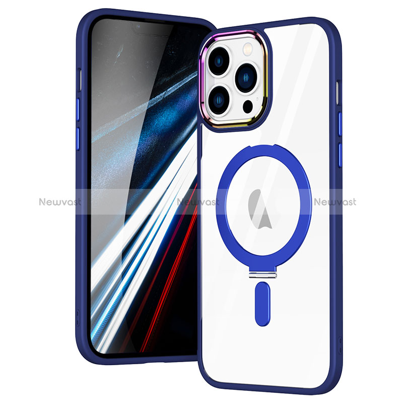Ultra-thin Transparent TPU Soft Case Cover with Mag-Safe Magnetic SD1 for Apple iPhone 13 Pro Max Blue