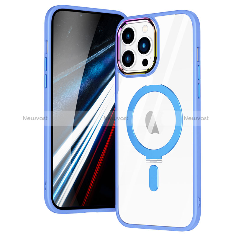 Ultra-thin Transparent TPU Soft Case Cover with Mag-Safe Magnetic SD1 for Apple iPhone 13 Pro Max Sky Blue