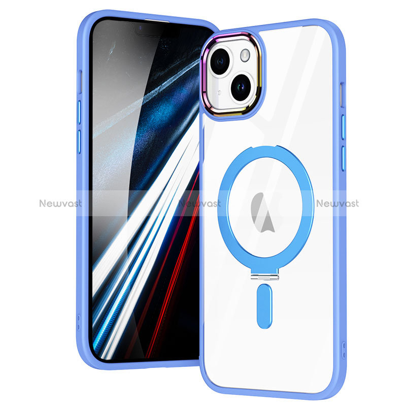 Ultra-thin Transparent TPU Soft Case Cover with Mag-Safe Magnetic SD1 for Apple iPhone 13 Sky Blue