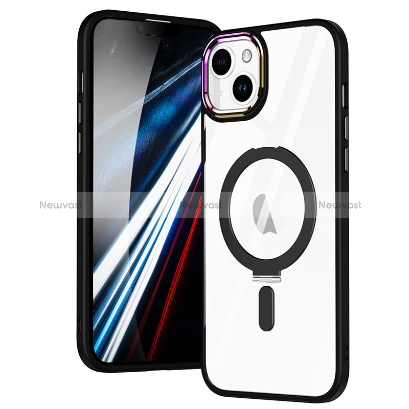 Ultra-thin Transparent TPU Soft Case Cover with Mag-Safe Magnetic SD1 for Apple iPhone 14 Plus Black