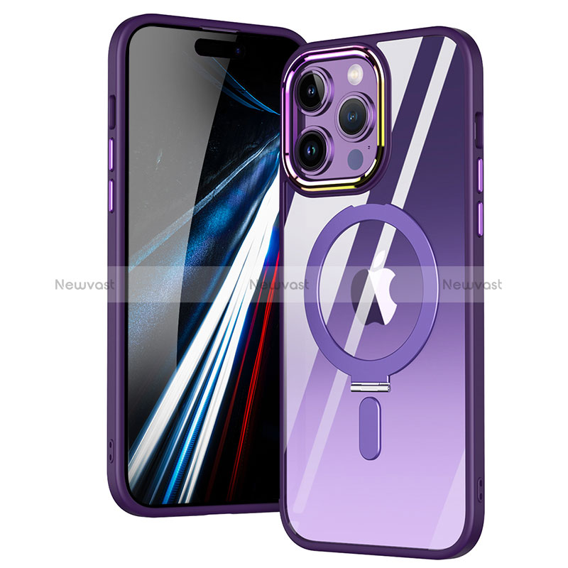 Ultra-thin Transparent TPU Soft Case Cover with Mag-Safe Magnetic SD1 for Apple iPhone 14 Pro Max Purple