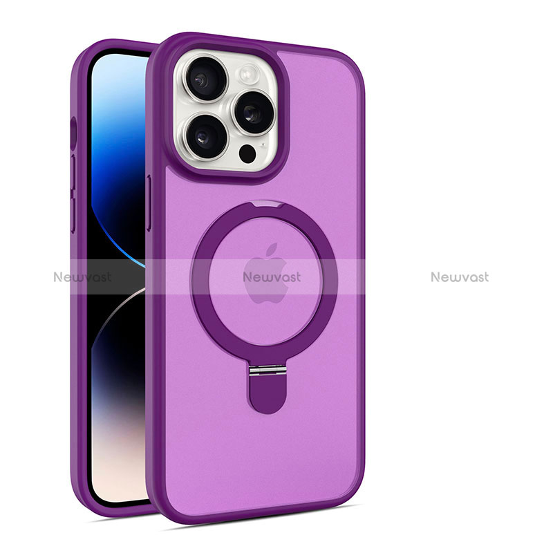 Ultra-thin Transparent TPU Soft Case Cover with Mag-Safe Magnetic T02 for Apple iPhone 14 Pro Max Purple