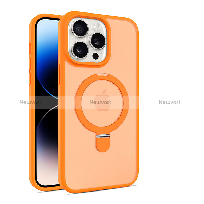 Ultra-thin Transparent TPU Soft Case Cover with Mag-Safe Magnetic T02 for Apple iPhone 14 Pro Orange