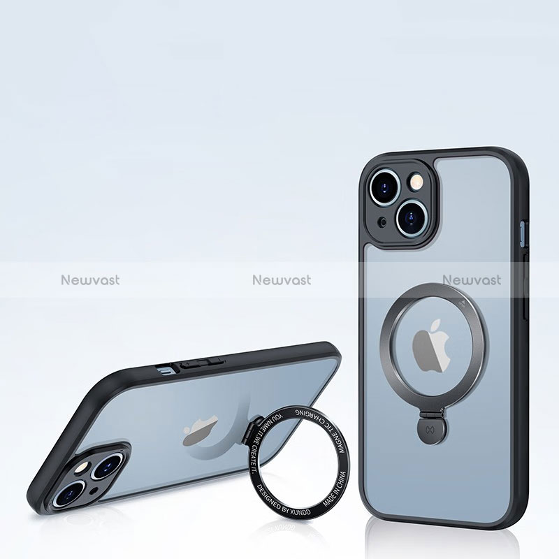 Ultra-thin Transparent TPU Soft Case Cover with Mag-Safe Magnetic XD4 for Apple iPhone 14 Plus Black