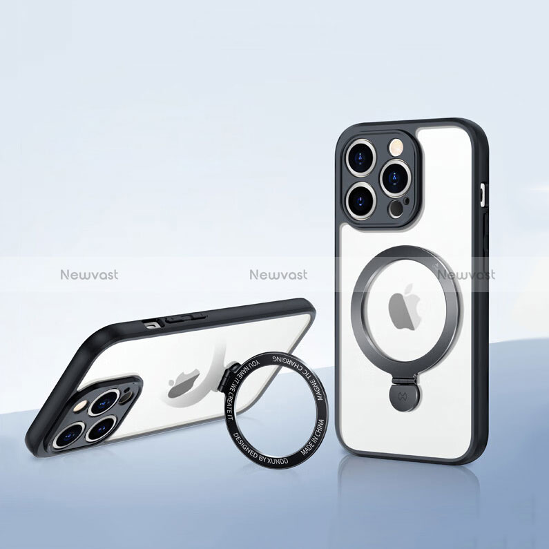 Ultra-thin Transparent TPU Soft Case Cover with Mag-Safe Magnetic XD8 for Apple iPhone 13 Pro Black