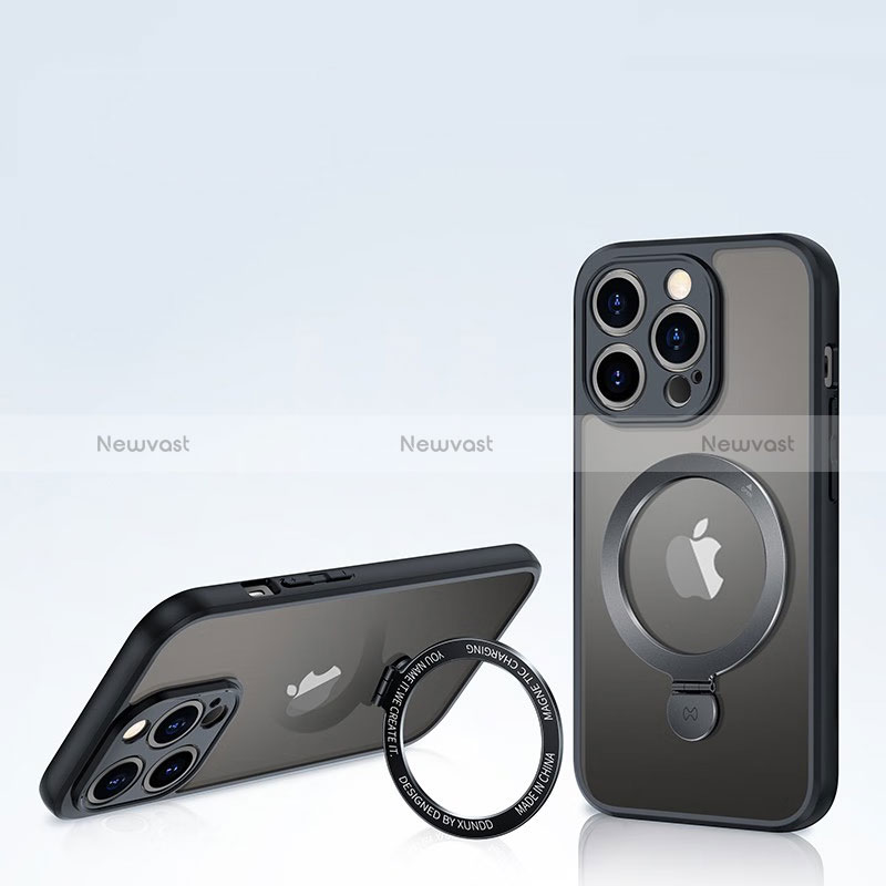 Ultra-thin Transparent TPU Soft Case Cover with Mag-Safe Magnetic XD8 for Apple iPhone 14 Pro Black