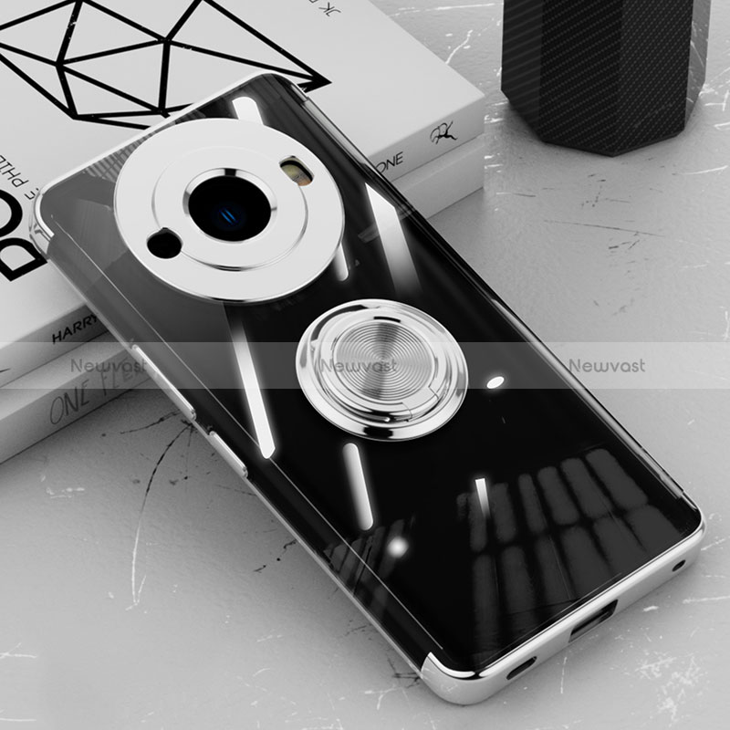Ultra-thin Transparent TPU Soft Case Cover with Magnetic Finger Ring Stand AN1 for Sharp Aquos R8s Pro