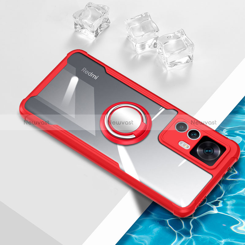Ultra-thin Transparent TPU Soft Case Cover with Magnetic Finger Ring Stand BH1 for Xiaomi Mi 12T 5G