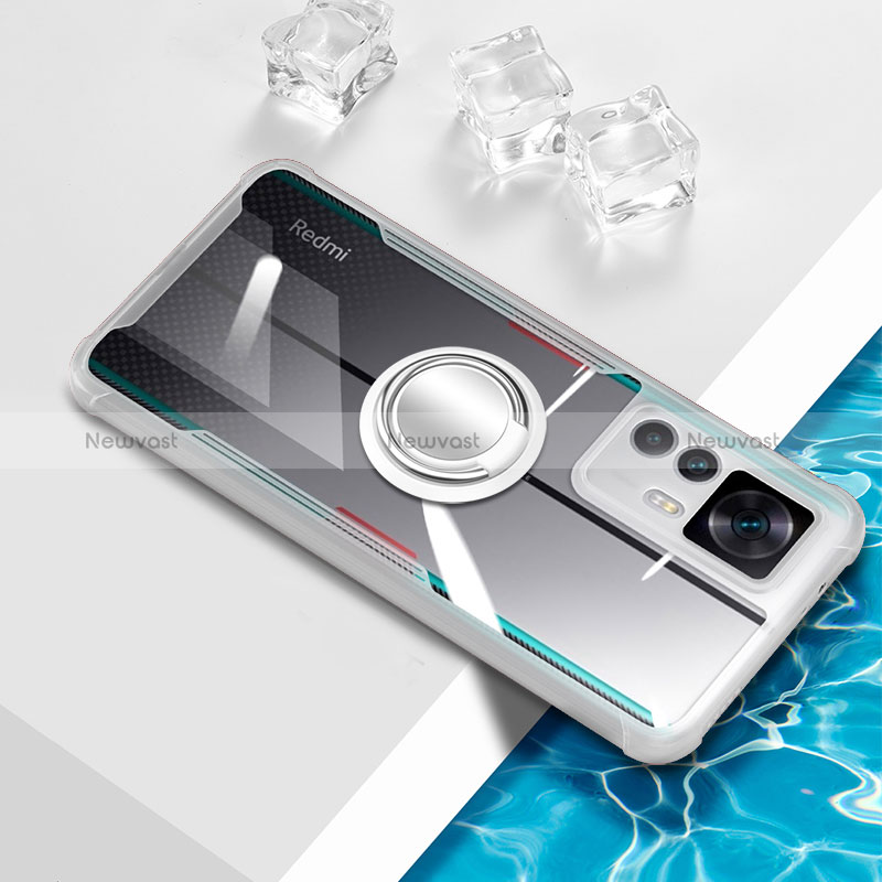 Ultra-thin Transparent TPU Soft Case Cover with Magnetic Finger Ring Stand BH1 for Xiaomi Mi 12T Pro 5G