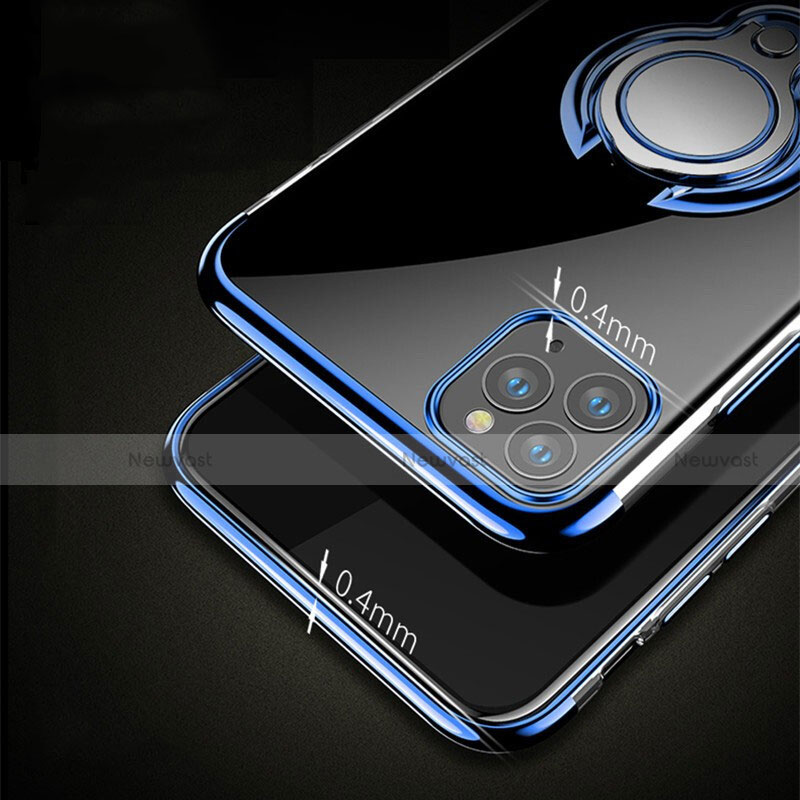 Ultra-thin Transparent TPU Soft Case Cover with Magnetic Finger Ring Stand C01 for Apple iPhone 11 Pro