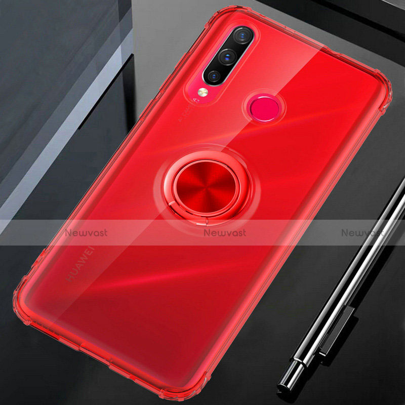 Ultra-thin Transparent TPU Soft Case Cover with Magnetic Finger Ring Stand C01 for Huawei Honor 20 Lite