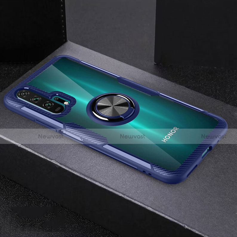 Ultra-thin Transparent TPU Soft Case Cover with Magnetic Finger Ring Stand C01 for Huawei Honor 20 Pro