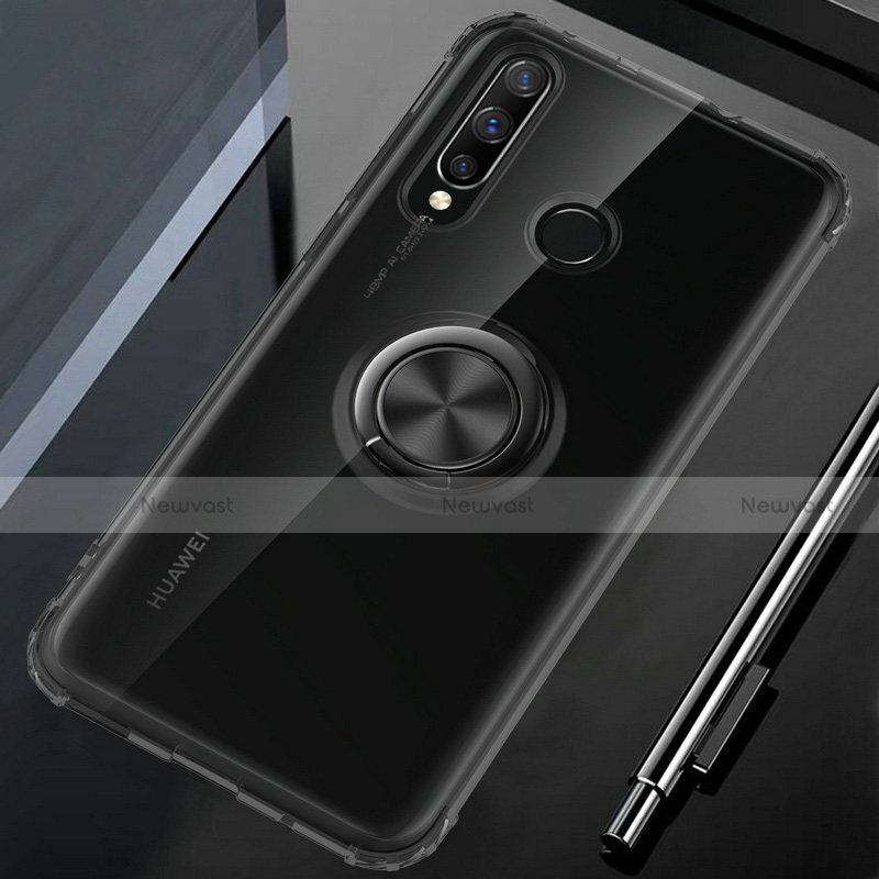 Ultra-thin Transparent TPU Soft Case Cover with Magnetic Finger Ring Stand C01 for Huawei Honor 20E