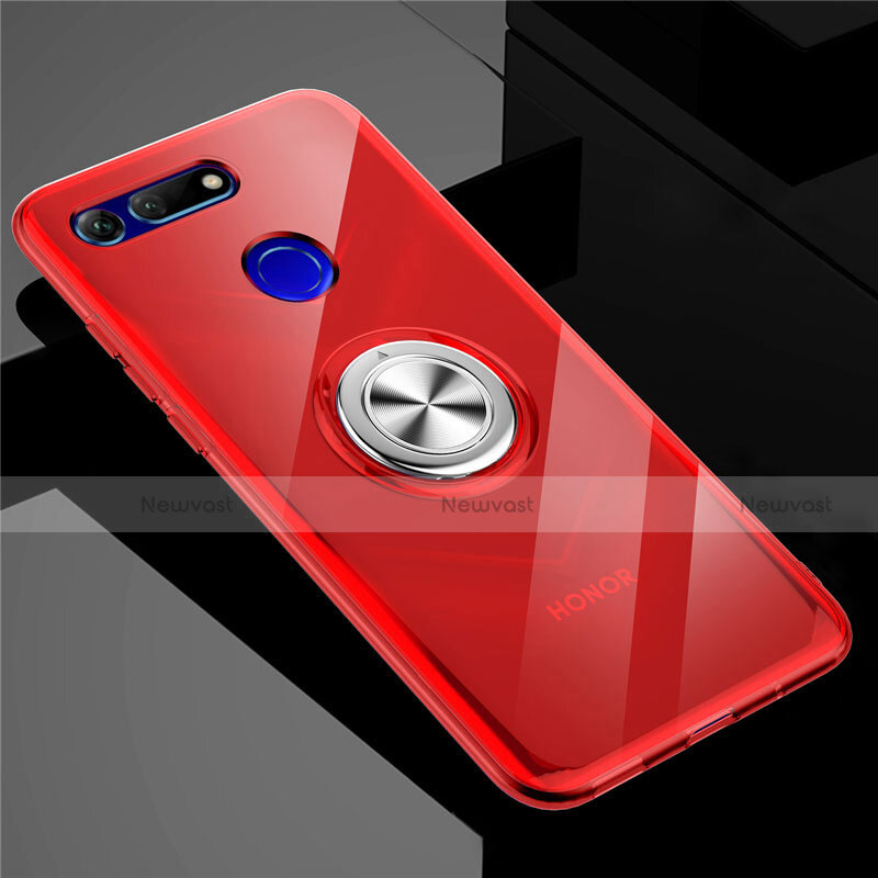 Ultra-thin Transparent TPU Soft Case Cover with Magnetic Finger Ring Stand C01 for Huawei Honor View 20