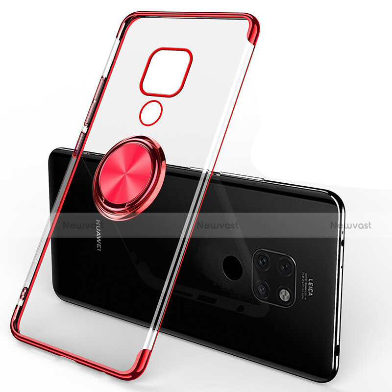 Ultra-thin Transparent TPU Soft Case Cover with Magnetic Finger Ring Stand C01 for Huawei Mate 20