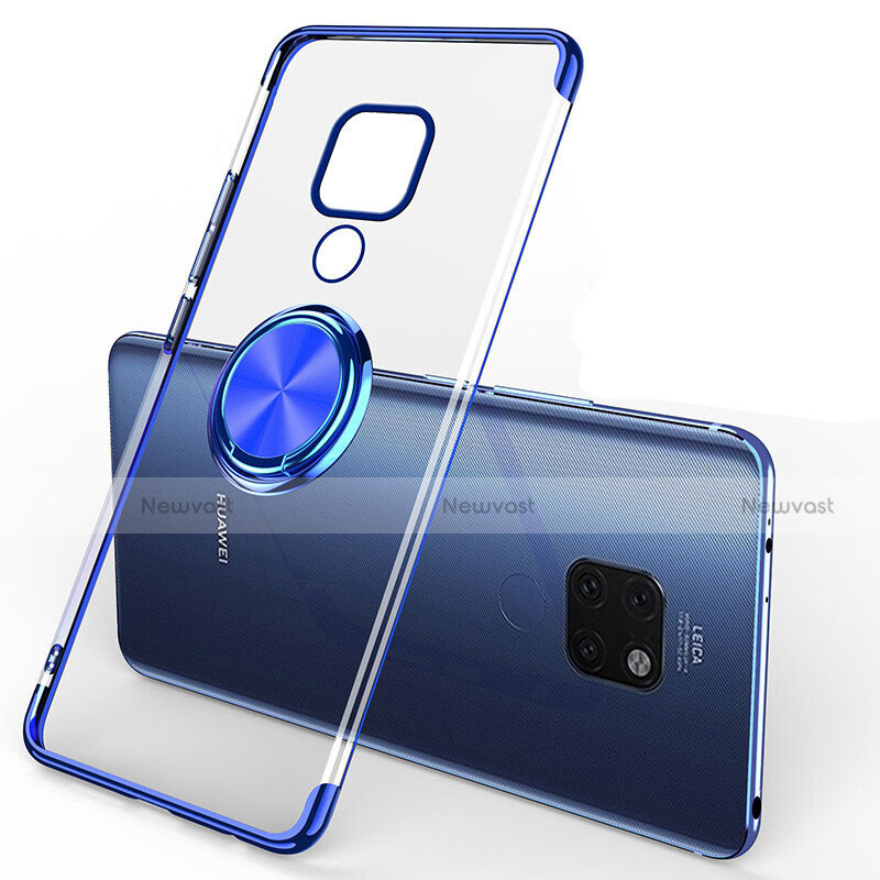 Ultra-thin Transparent TPU Soft Case Cover with Magnetic Finger Ring Stand C01 for Huawei Mate 20