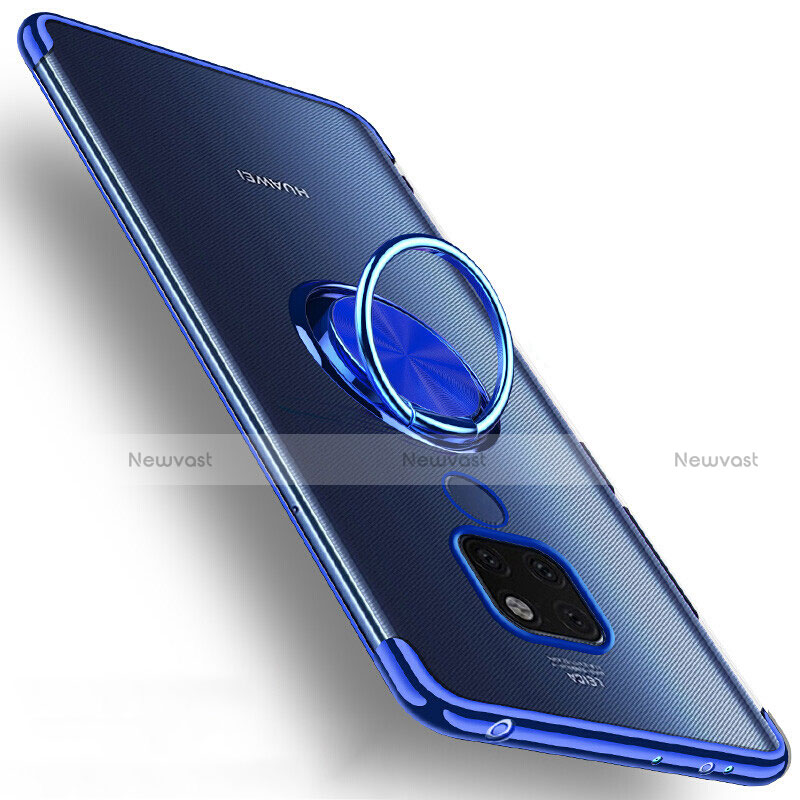 Ultra-thin Transparent TPU Soft Case Cover with Magnetic Finger Ring Stand C01 for Huawei Mate 20