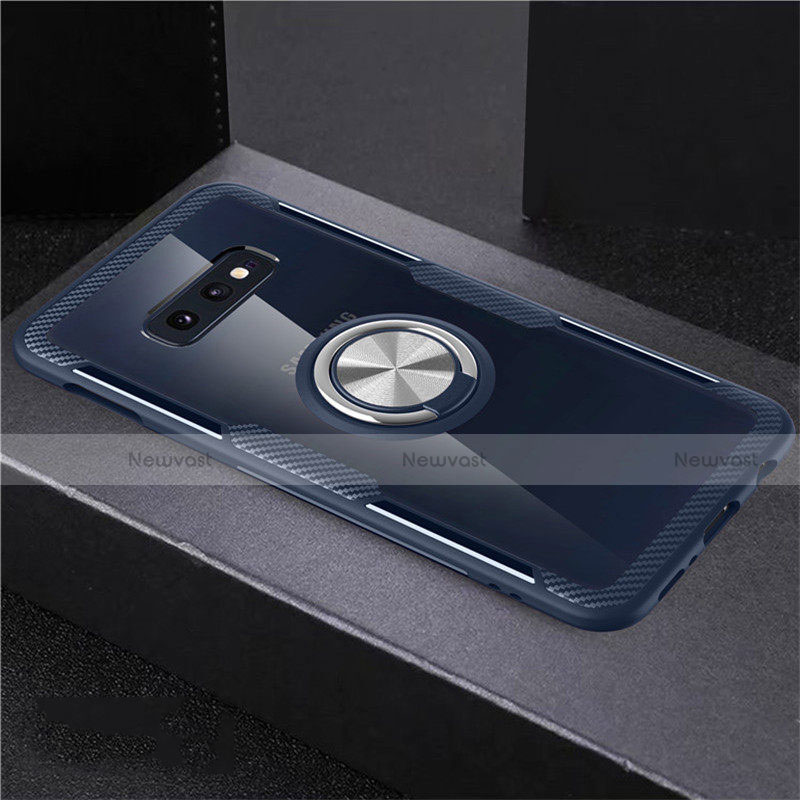 Ultra-thin Transparent TPU Soft Case Cover with Magnetic Finger Ring Stand C01 for Samsung Galaxy S10e