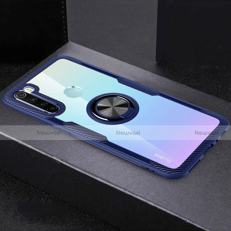 Ultra-thin Transparent TPU Soft Case Cover with Magnetic Finger Ring Stand C01 for Xiaomi Redmi Note 8 (2021)