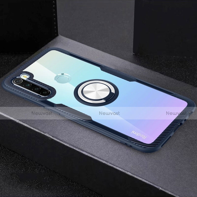 Ultra-thin Transparent TPU Soft Case Cover with Magnetic Finger Ring Stand C01 for Xiaomi Redmi Note 8 (2021)