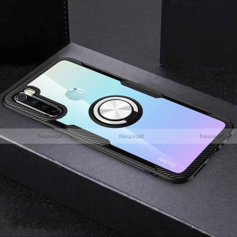 Ultra-thin Transparent TPU Soft Case Cover with Magnetic Finger Ring Stand C01 for Xiaomi Redmi Note 8 (2021)