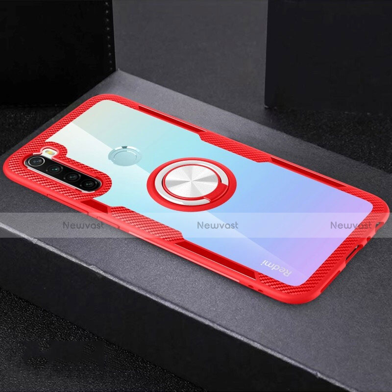 Ultra-thin Transparent TPU Soft Case Cover with Magnetic Finger Ring Stand C01 for Xiaomi Redmi Note 8