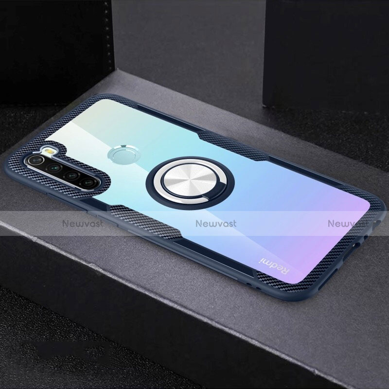 Ultra-thin Transparent TPU Soft Case Cover with Magnetic Finger Ring Stand C01 for Xiaomi Redmi Note 8