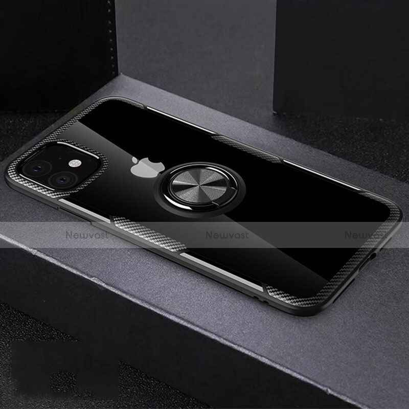 Ultra-thin Transparent TPU Soft Case Cover with Magnetic Finger Ring Stand C02 for Apple iPhone 11