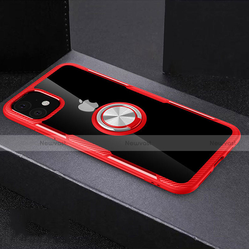 Ultra-thin Transparent TPU Soft Case Cover with Magnetic Finger Ring Stand C02 for Apple iPhone 11