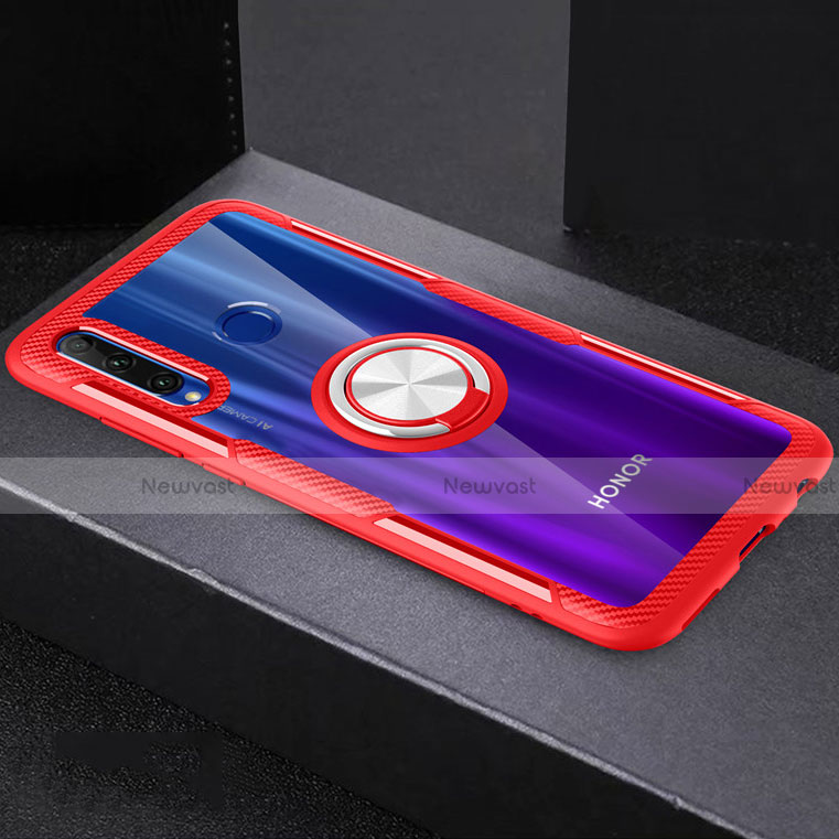 Ultra-thin Transparent TPU Soft Case Cover with Magnetic Finger Ring Stand C02 for Huawei Honor 20 Lite