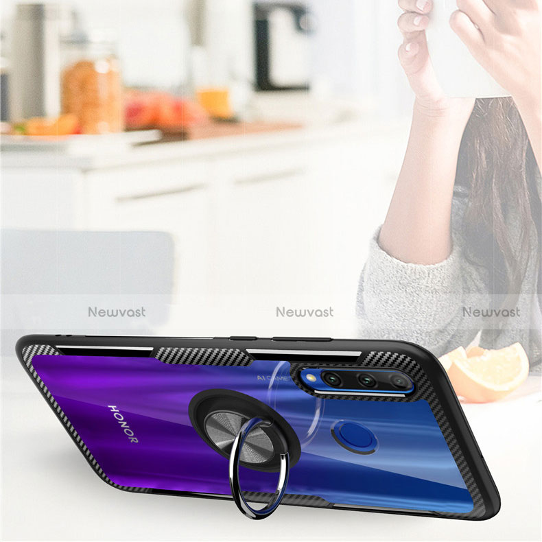 Ultra-thin Transparent TPU Soft Case Cover with Magnetic Finger Ring Stand C02 for Huawei Honor 20E