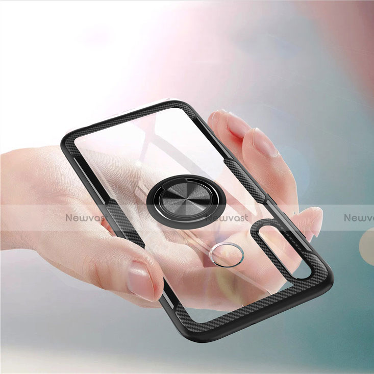 Ultra-thin Transparent TPU Soft Case Cover with Magnetic Finger Ring Stand C02 for Huawei Honor 20i