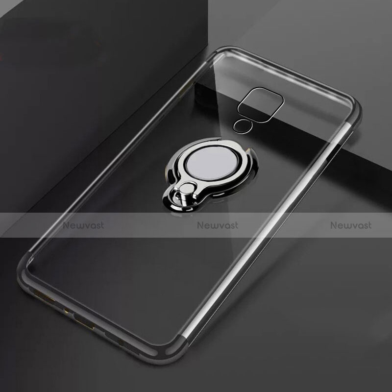 Ultra-thin Transparent TPU Soft Case Cover with Magnetic Finger Ring Stand C02 for Huawei Mate 20 X 5G Black